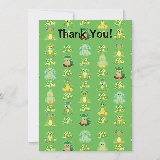 Webkinz Go Green Pattern Thank You Card (Front)