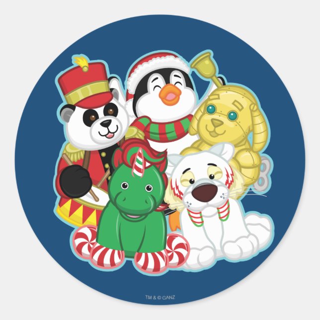 Webkinz Holiday Pets Classic Round Sticker (Front)