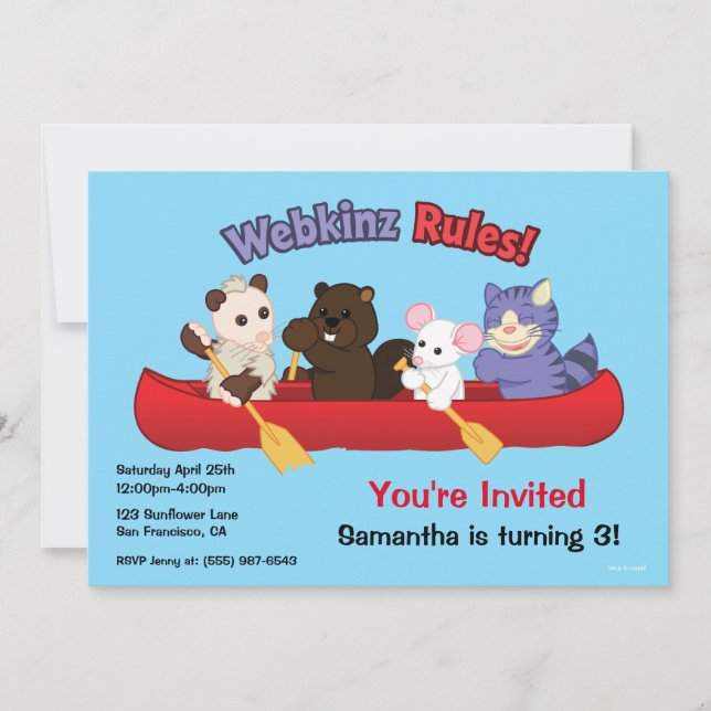 Webkinz | Webkinz Rules Canoe Trip Invitation (Front)