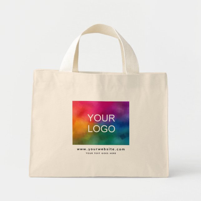 Website Address Upload Logo Template Natural Mini Tote Bag (Front)