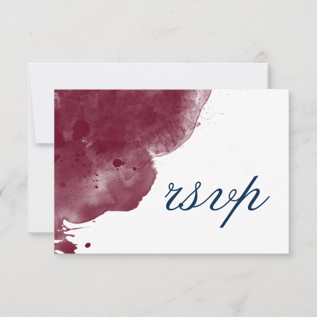 Website Burgundy & Navy Watercolor Wedding RSVP (Front)