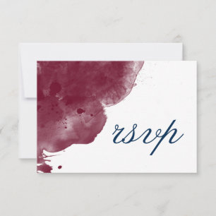 Website Burgundy & Navy Watercolor Wedding RSVP Card