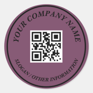 Website Link QR Code Business Name Classic Round Sticker