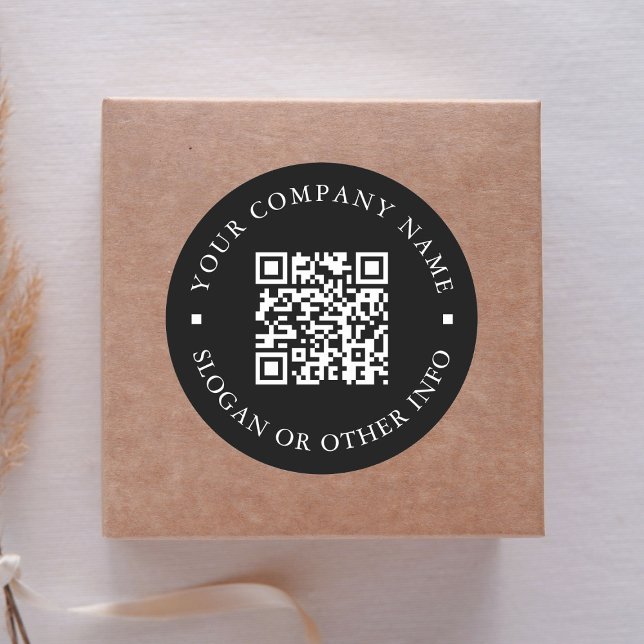 Website Link QR Code Minimal Business Name Black Classic Round Sticker (Creator Uploaded)