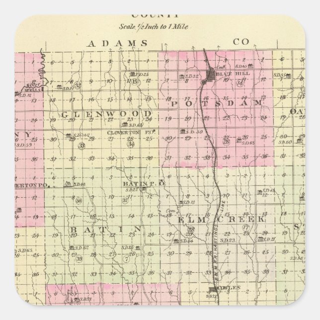 Webster County, Nebraska Square Sticker (Front)