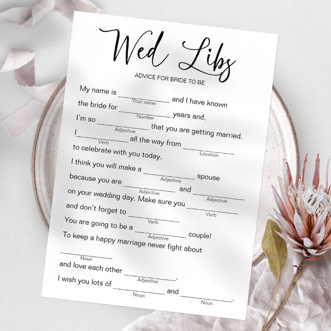Wed Libs Advice For The Bride To Be Game Invitation (Creator Uploaded)