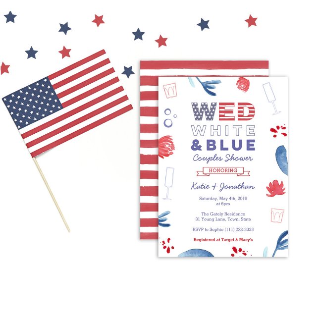 WED White Blue Couples Shower or Engagement Party Invitation (Creator Uploaded)