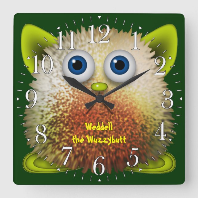 Weddell the Wuzzybutt Kids' Fun Cartoon Clock (Front)
