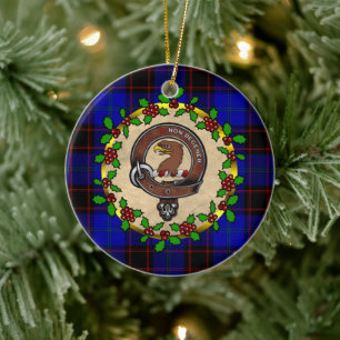 Wedderburn Badge/Tartan Personalised Christmas Ceramic Ornament