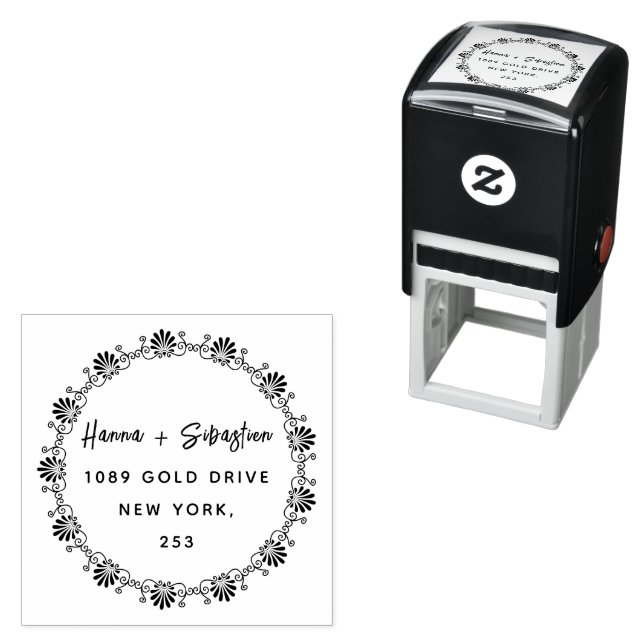 weddin Couple Names Simple Typography Wedding Self-inking Stamp (In Situ)