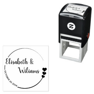 weddin Couple Names Simple Typography Wedding Self-inking Stamp