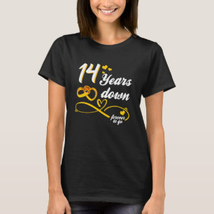 Wedding 14 Years Down Forever To Go Infinite Love  T-Shirt