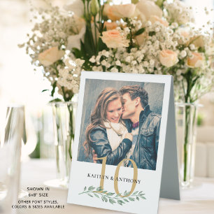 Wedding 1 or 2 Photos Greenery Gold Names Number