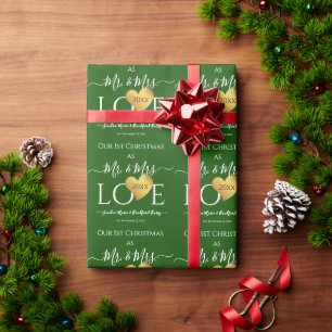 Wedding  1st first Christmas Name Mr  Mrs Wrapping Paper