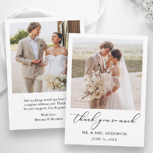 Wedding 2 Photo Modern Minimalist Calligraphy Thank You Card
