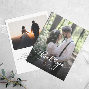 Wedding 2 Photos Hand-Lettered Thank You Card
