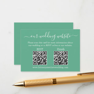 Wedding 2 QR RSVP Details Neo Mint Green Enclosure Card