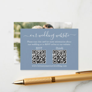 Wedding 2 QR RSVP Details Photo Dusty Blue Enclosure Card