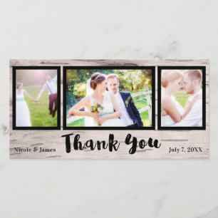 Wedding 3 Photo Picture Rustic Birch Thank You