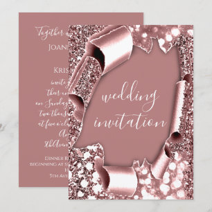 Wedding 3D Cart Effect Frame Rose Blush Royal Invitation