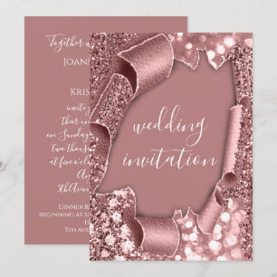 Wedding 3D Cart Effect Frame Rose Blush Royals Invitation