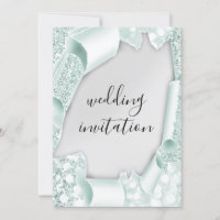 Wedding 3D Effect Silver Mint Green Frame