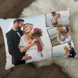 Wedding 4 Photo Picture Montage Decorative Cushion<br><div class="desc">Create your own unique wedding photo pillow with your custom text (such as your names and wedding date) on the back. The photo template is set up ready for you to add 4 of your favourite pictures which will automatically display as one main background photo in landscape format, with the...</div>