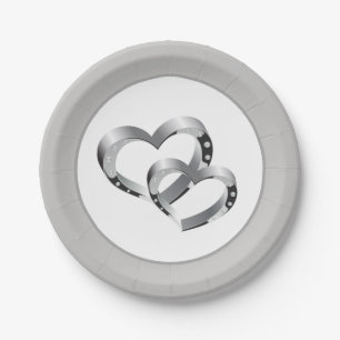 Wedding 7" Paper Plates-Two Hearts Plate