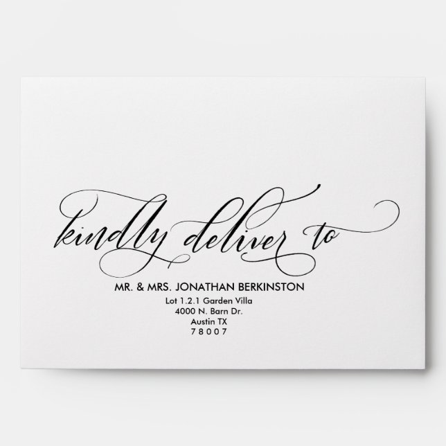 Wedding A7 Envelope in rustic calligraphy theme (Front)
