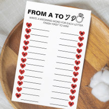 Wedding A to Z Game – Fun Bridal Shower Activity