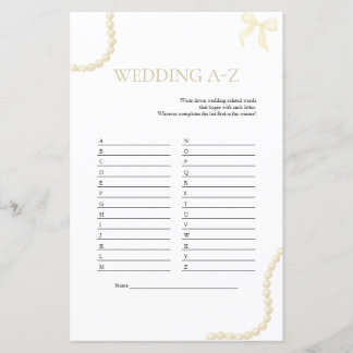Wedding A to Z Game | Pearls & Prosecco Shower
