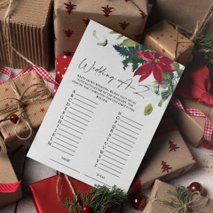 Wedding A-Z Poinsettia Bridal Shower Game Card