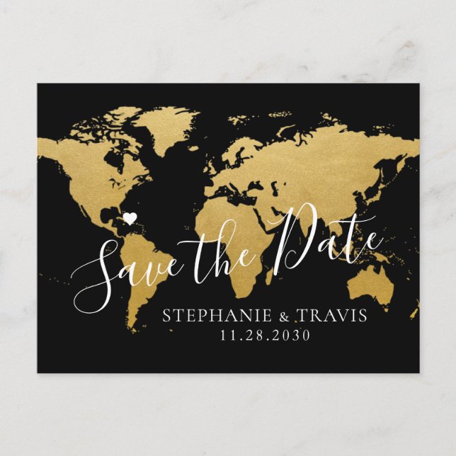 Wedding Abroad Destination Save the Date Postcard (Front)