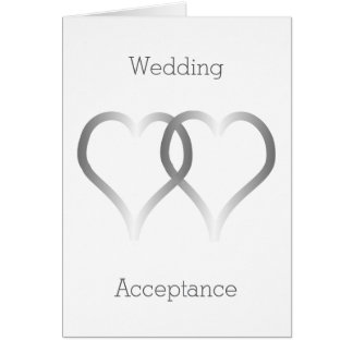 Wedding Acceptance Card Silver Hearts