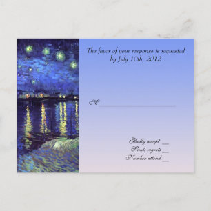wedding acceptance card, van gogh starry night invitation postcard
