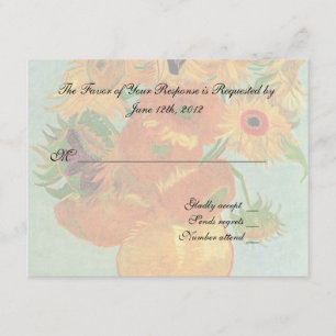 wedding acceptance card, van gogh sunflowers RSVP card