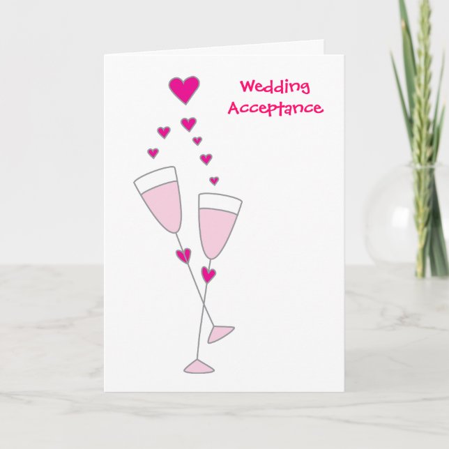Wedding acceptance simple champagne toast card (Front)