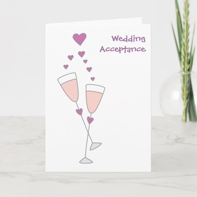 Wedding acceptance simple champagne toast card (Front)