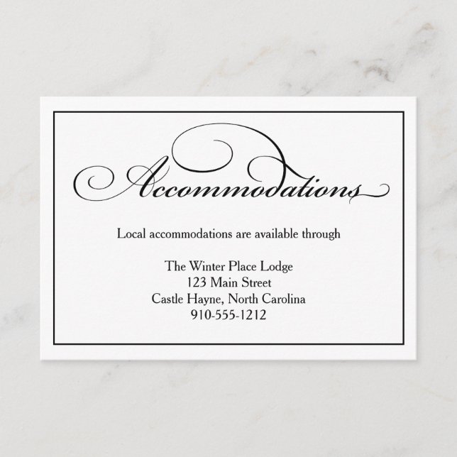 Wedding Accommodations Details Card (Front)
