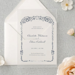 Wedding Acrylic Invitation I Baroque Elegant Frame