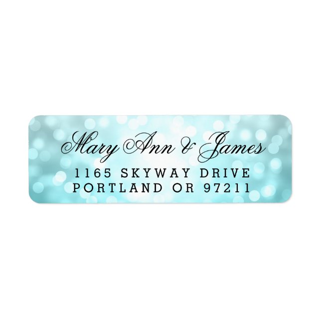 Wedding Address Beach Ombre Glitter Lights Return Address Label (Front)