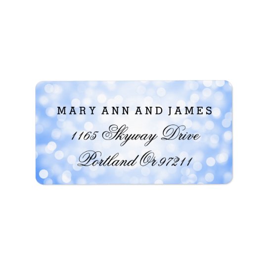 Wedding Address Blue Glitter Lights Address Label