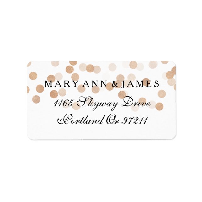 Wedding Address Copper Foil Glitter Lights Label (Front)