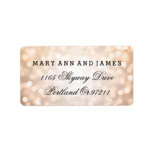 Wedding Address Copper Glitter Lights Label