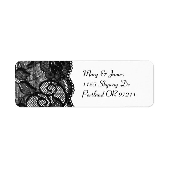 Wedding Address Elegant Vintage Black Lace Return Address Label