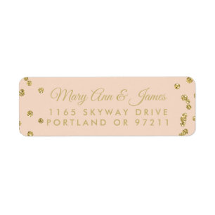 Wedding Address Gold Faux Glitter Confetti Blush Return Address Label