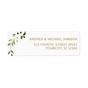 Wedding Address Greenery Rustic Watercolor White Return Address Label
