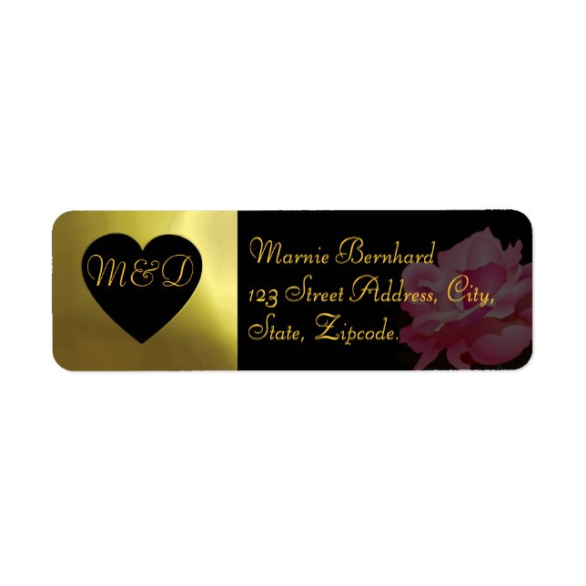 Wedding Address Label |  Flower Collection black Return Address Label (Front)