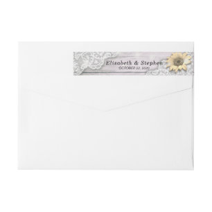 Wedding Address Label Lace Sunflower Wood Lights