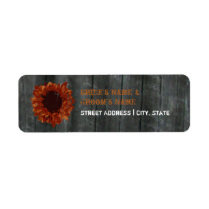 Wedding Address Label - Sunflower and Barnwood Return Address Label